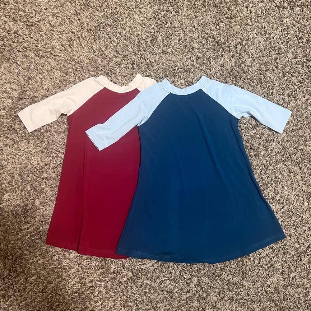 Remie Girl Raglan Sleeve Dress Bundle- Navy and Burgundy